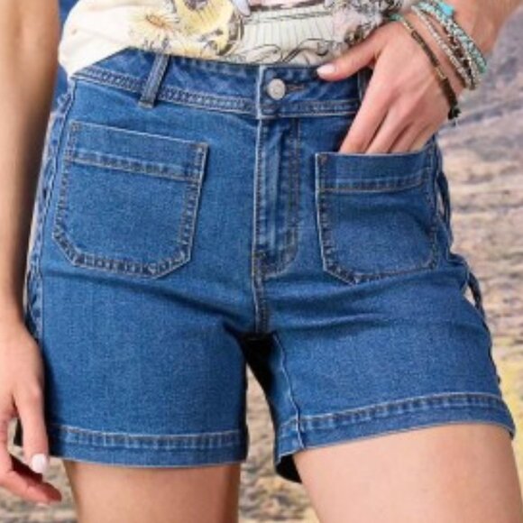 Cato Lace Up Denim Shorts - 10 - Picture 3 of 9